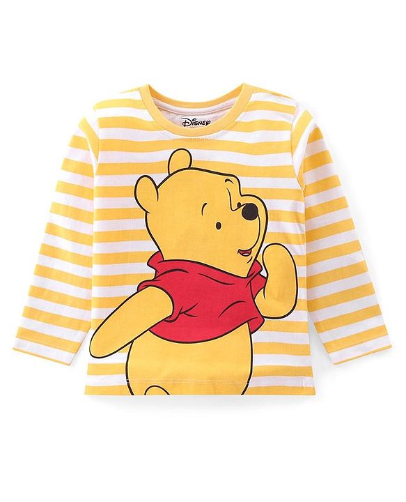 Babyhug Disney Single Jersey Full Sleeves T-Shirts With Winnie & Friends Graphic and Badge Detailing Pack of 2 - Yellow & Orange