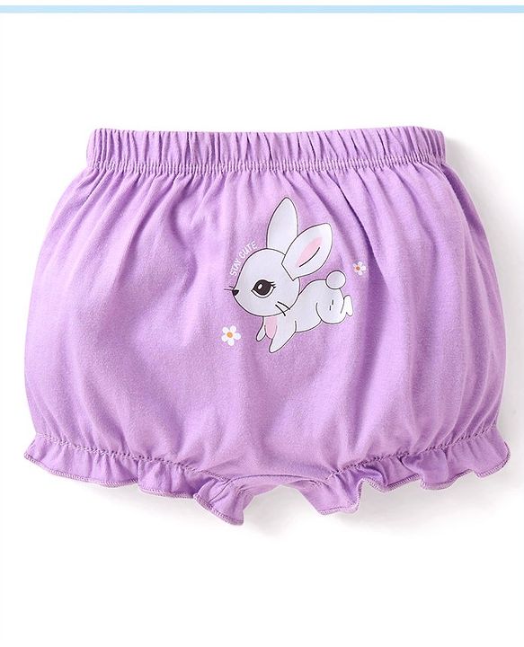 Babyhug Single Jersey 100% Cotton Knit Bloomers Bunny & Floral Print Pack of 5 - White Orange & Yellow