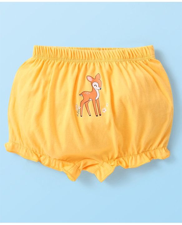 Babyhug Single Jersey 100% Cotton Knit Bloomers Bunny & Floral Print Pack of 5 - White Orange & Yellow
