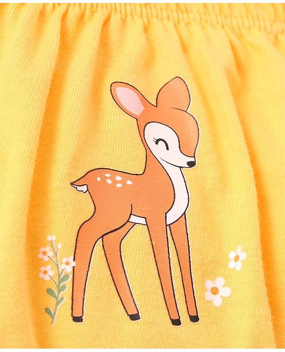 Babyhug Single Jersey 100% Cotton Knit Bloomers Bunny & Floral Print Pack of 5 - White Orange & Yellow