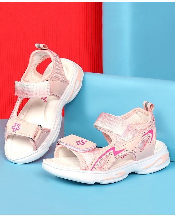 Cute Walk by Babyhug Sandals with Velcro Closure & Floral Print - Pink