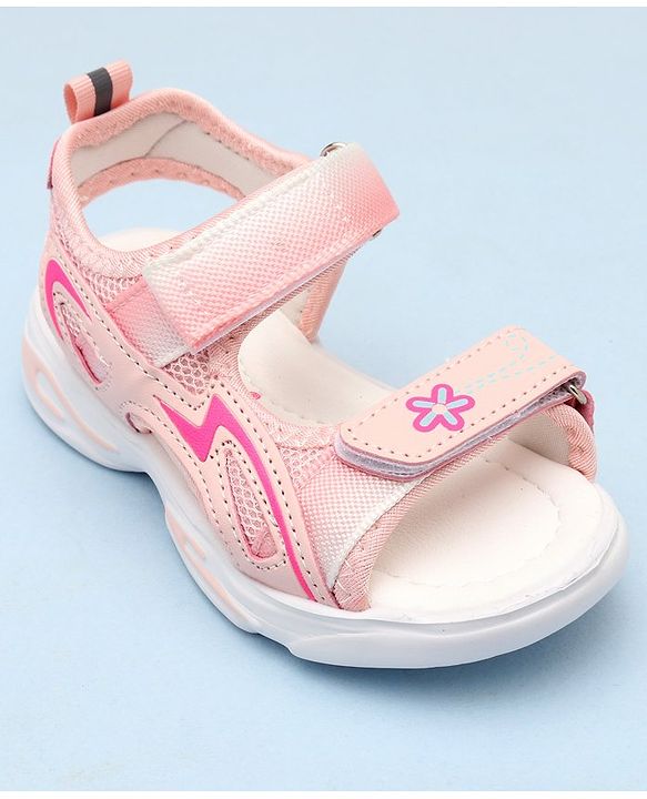 Cute Walk by Babyhug Sandals with Velcro Closure & Floral Print - Pink