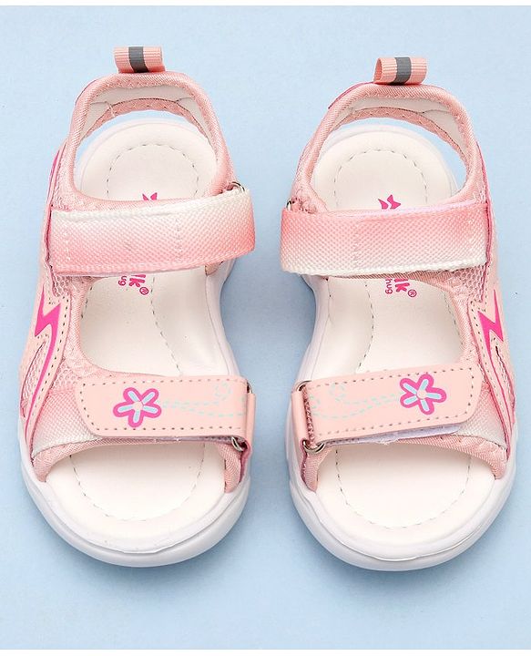 Cute Walk by Babyhug Sandals with Velcro Closure & Floral Print - Pink