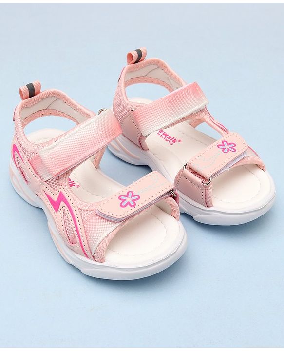 Cute Walk by Babyhug Sandals with Velcro Closure & Floral Print - Pink