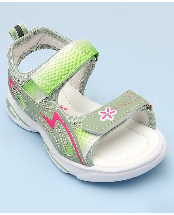 Cute Walk by Babyhug Sandals with Velcro Closure & Floral Print - Pink