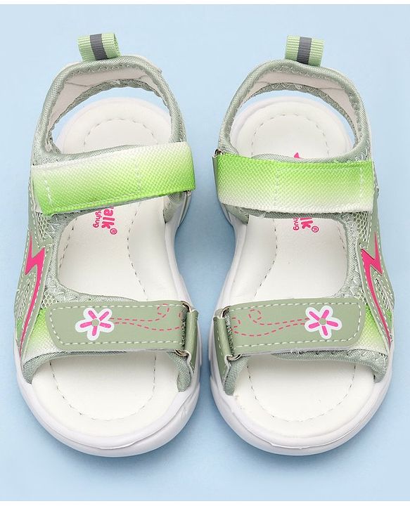 Cute Walk by Babyhug Sandals with Velcro Closure & Floral Print - Pink