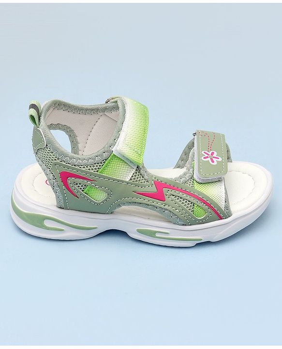Cute Walk by Babyhug Sandals with Velcro Closure & Floral Print - Pink