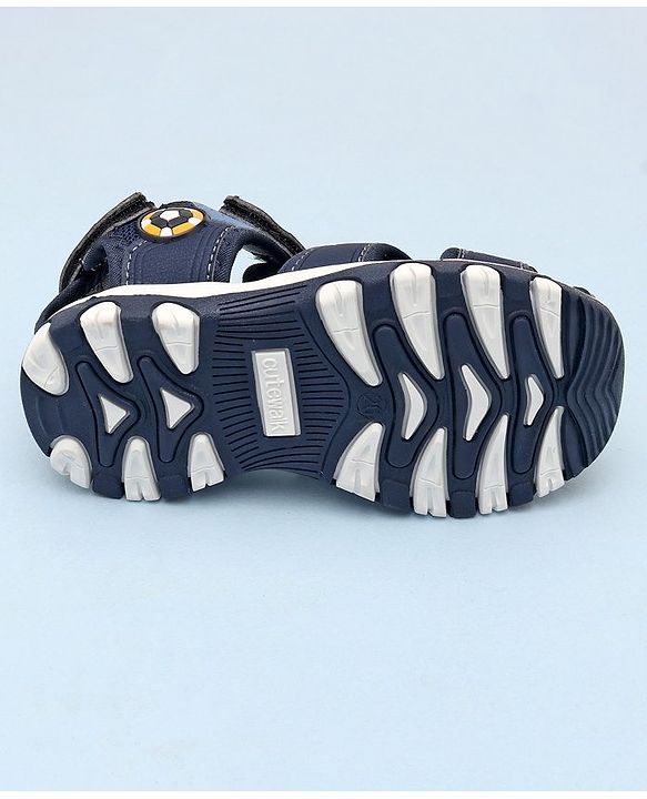 Cute Walk by Babyhug Sandals With Velcro Closure & Football Applique - Grey