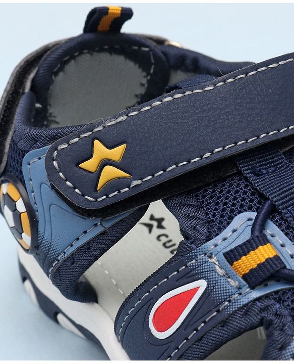 Cute Walk by Babyhug Sandals With Velcro Closure & Football Applique - Grey