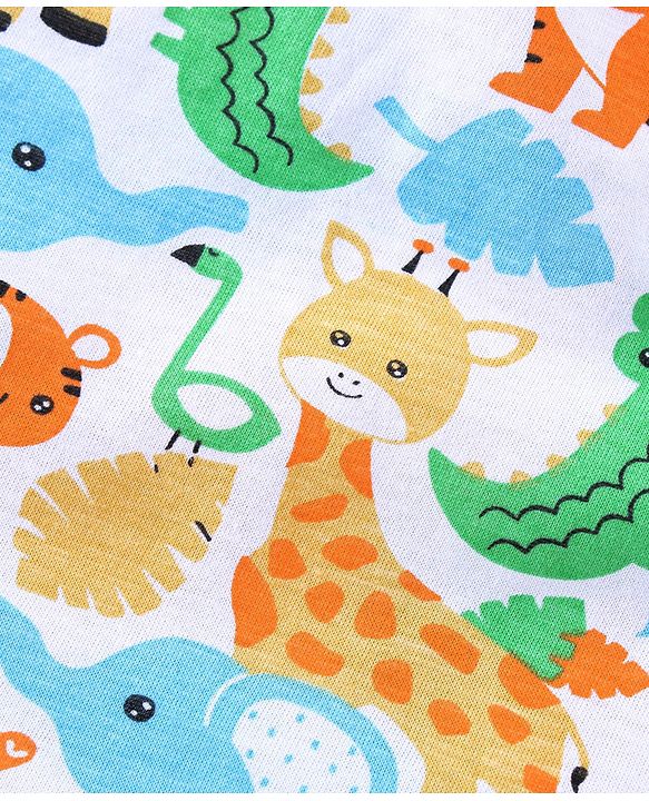 Babyhug 100% Cotton Sleeveless Vest Animal Print Pack of 3 - Yellow