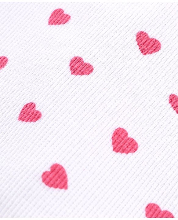 Babyhug Cotton Knit Full Sleeves Turtle Neck Skivi Top Hearts Print- White