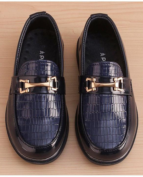 Pine Kids Slip on Formal Wear Shoes with Chain Link - Navy Blue