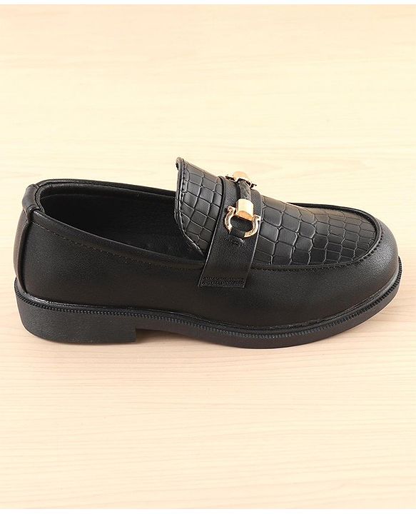 Pine Kids Slip On Loafers with  Checkered Design - Black