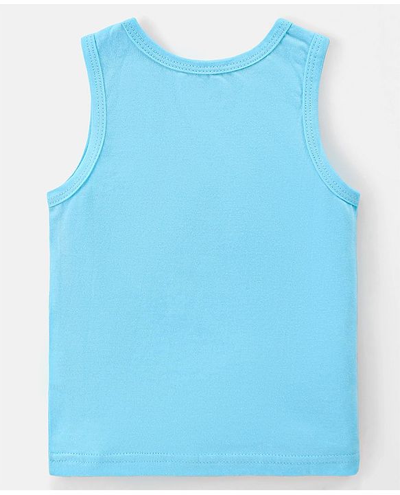 Babyhug 100% Cotton Single Jersey Knit Sleeveless Sandos with Stripes & Dino Print Pack of 3 - White Blue & Orange