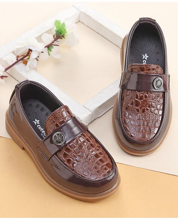 Cute Walk by Babyhug Slip On Formal Shoes- Dark Brown