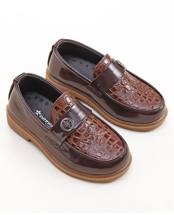 Cute Walk by Babyhug Slip On Formal Shoes- Dark Brown