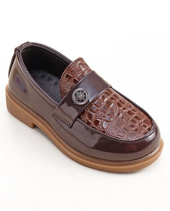 Cute Walk by Babyhug Slip On Formal Shoes- Dark Brown