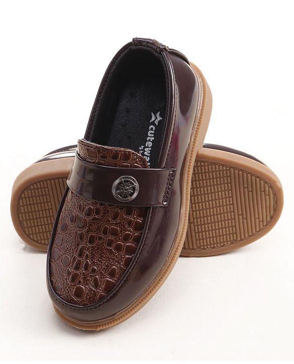 Cute Walk by Babyhug Slip On Formal Shoes- Dark Brown