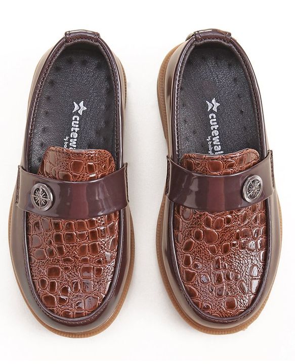 Cute Walk by Babyhug Slip On Formal Shoes- Dark Brown