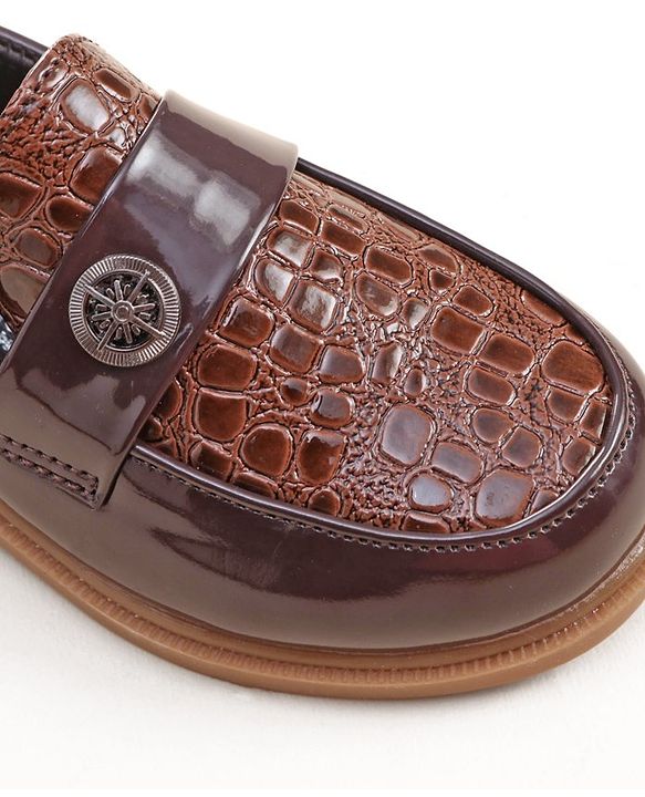 Cute Walk by Babyhug Slip On Formal Shoes- Dark Brown