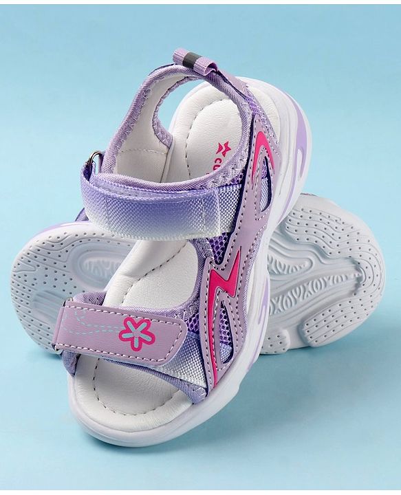Cute Walk by Babyhug Sandals with Velcro Closure Floral Print - Purple