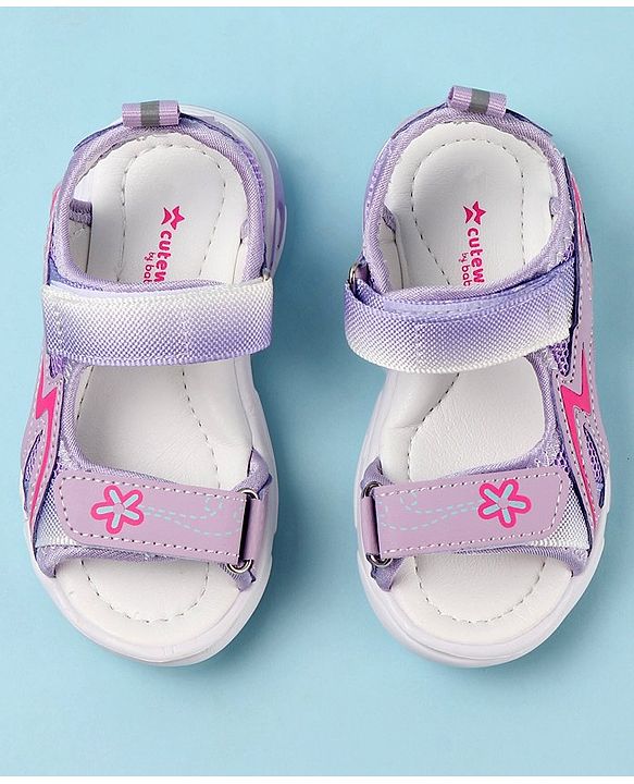 Cute Walk by Babyhug Sandals with Velcro Closure Floral Print - Purple