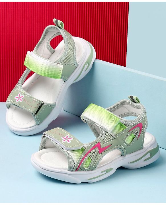 Cute Walk by Babyhug Sandals with Velcro Closure Floral Print - Green