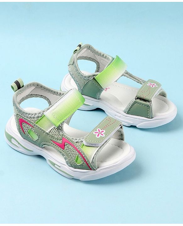 Cute Walk by Babyhug Sandals with Velcro Closure Floral Print - Green
