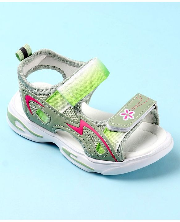 Cute Walk by Babyhug Sandals with Velcro Closure Floral Print - Green