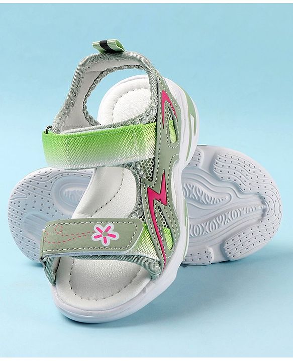 Cute Walk by Babyhug Sandals with Velcro Closure Floral Print - Green