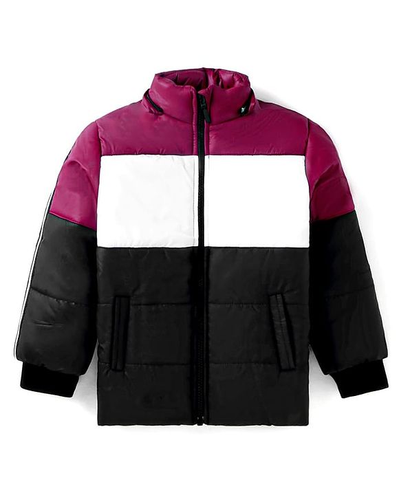 Babyhug Woven Full Raglan Sleeves Hooded Jacket with Cut & Sew Design & Patch Detailing - Plum