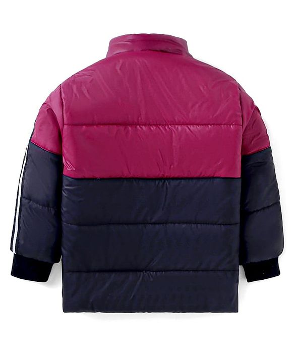Babyhug Woven Full Raglan Sleeves Hooded Jacket with Cut & Sew Design & Patch Detailing - Plum