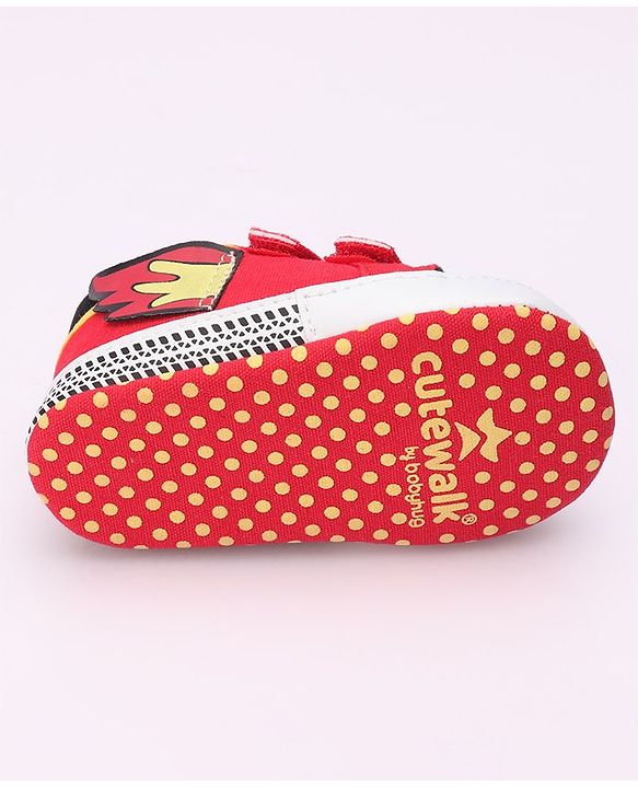 Cute Walk by Babyhug Booties Velcro Closure - Red