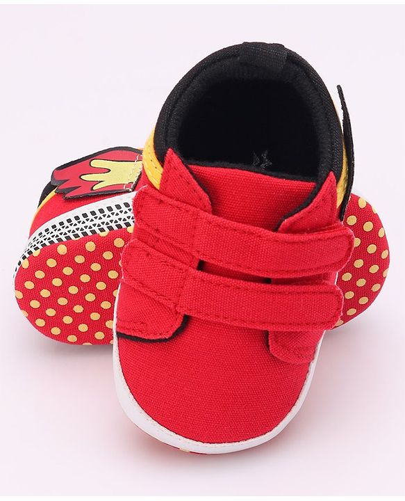 Cute Walk by Babyhug Booties Velcro Closure - Red