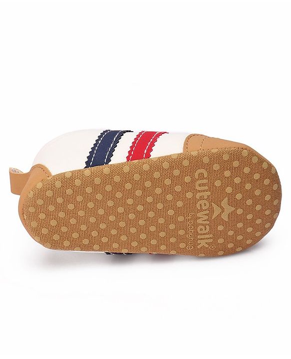Cute Walk by Babyhug Booties with Striped Design & Lace Up Closure - Beige