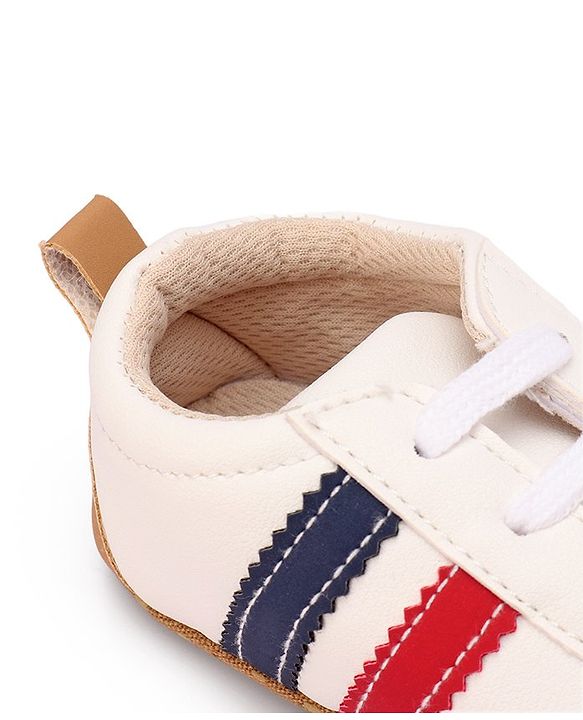 Cute Walk by Babyhug Booties with Striped Design & Lace Up Closure - Beige