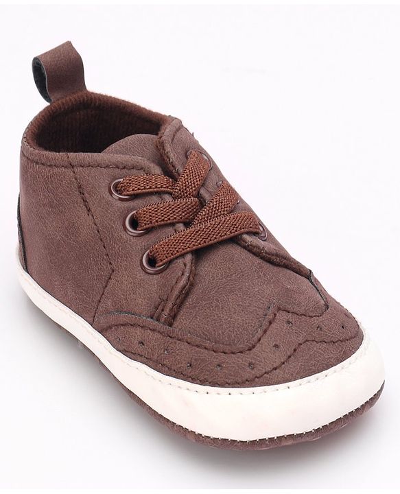 Cute Walk by Babyhug Booties with Lace Up Closure-  Brown