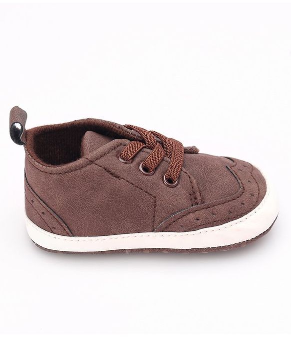 Cute Walk by Babyhug Booties with Lace Up Closure-  Brown