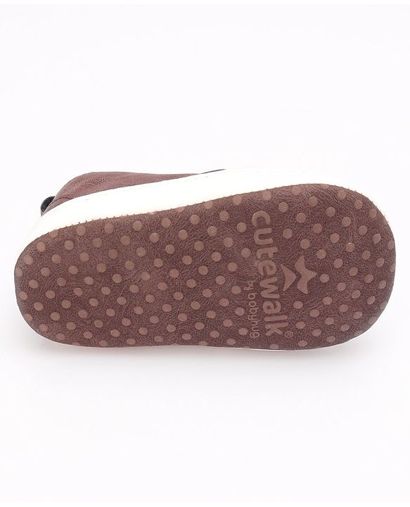 Cute Walk by Babyhug Booties with Lace Up Closure-  Brown