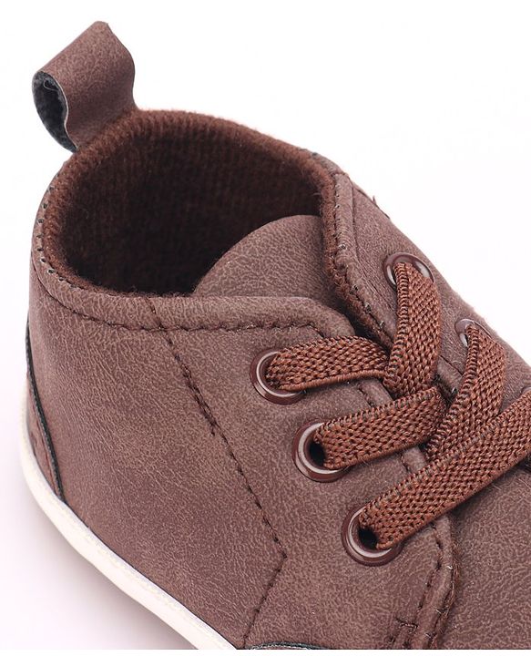 Cute Walk by Babyhug Booties with Lace Up Closure-  Brown