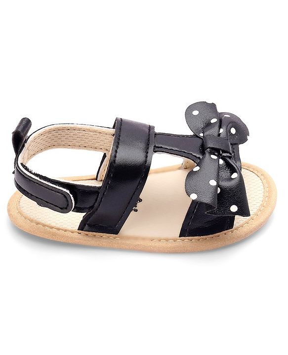 Cute Walk by Babyhug Velcro Closure Booties Bow Applique - Black