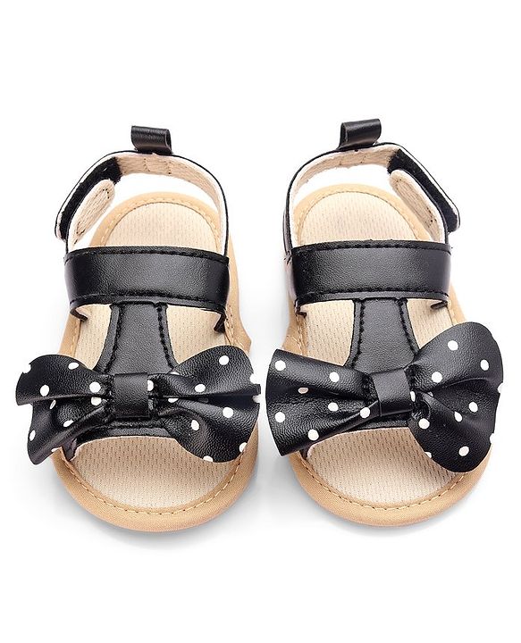 Cute Walk by Babyhug Velcro Closure Booties Bow Applique - Black