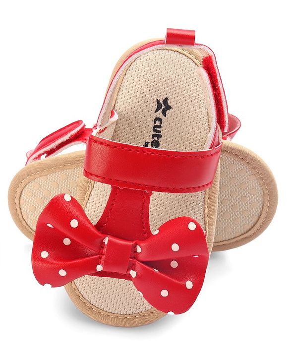Cute Walk by Babyhug Velcro Closure Booties Bow Applique - Black