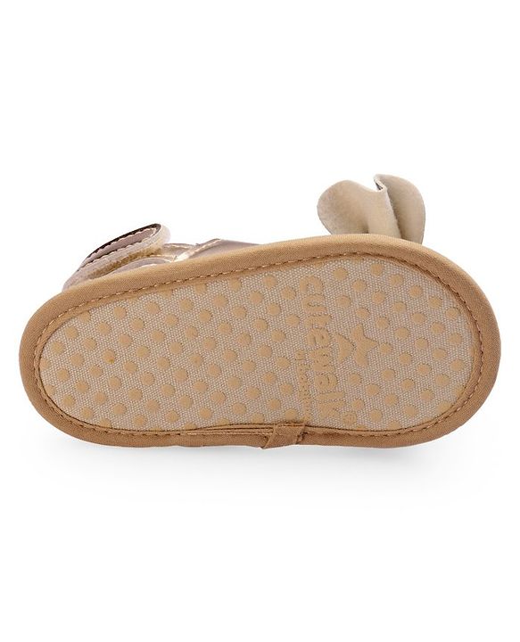 Cute Walk by Babyhug Velcro Closure Booties Bow Applique - Black