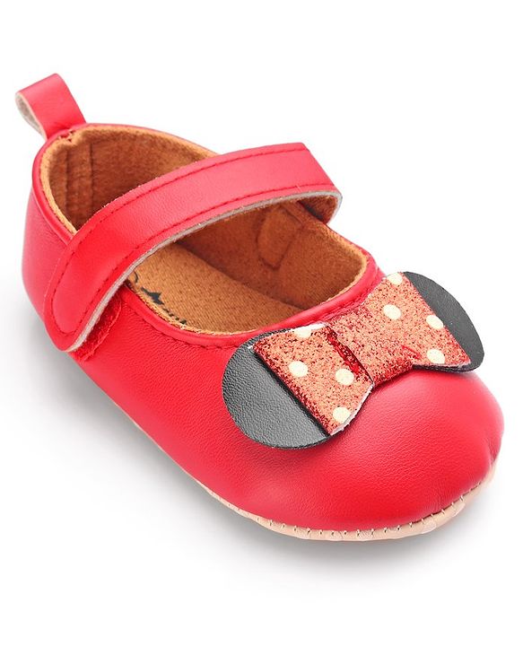 Cute Walk by Babyhug Velcro Closure Booties Bow Applique - Black