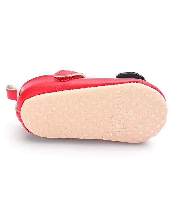 Cute Walk by Babyhug Velcro Closure Booties Bow Applique - Black