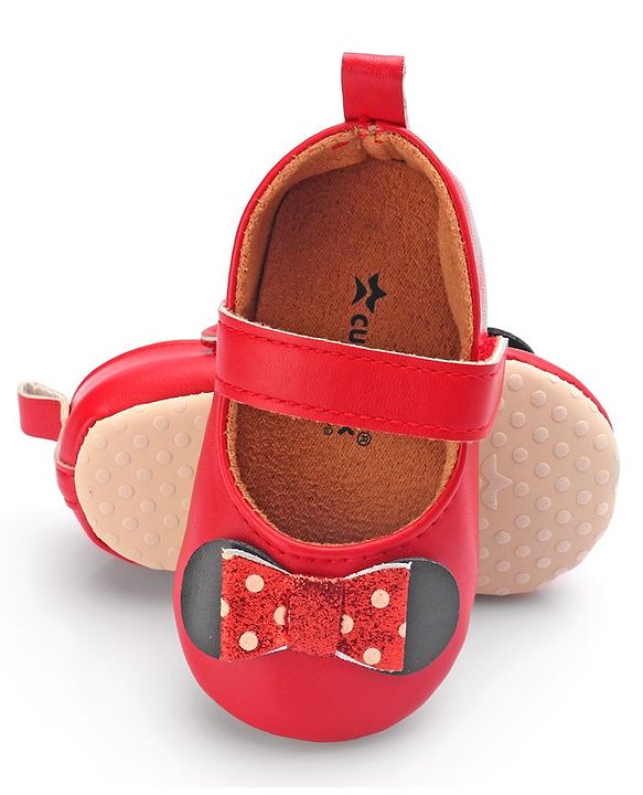 Cute Walk by Babyhug Velcro Closure Booties Bow Applique - Black