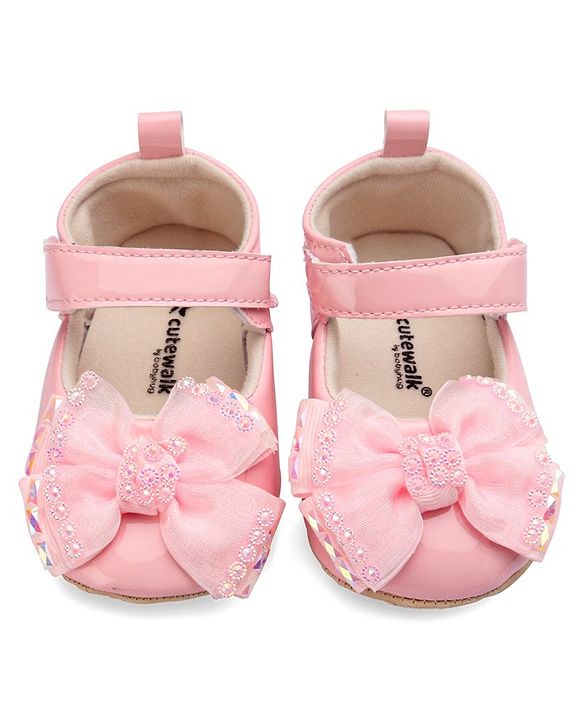 Cute Walk by Babyhug Velcro Closure Booties Bow Applique - Pink