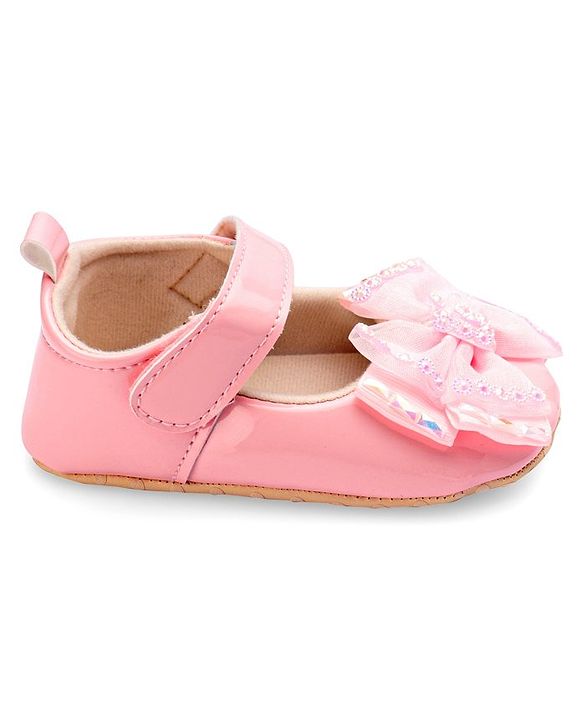 Cute Walk by Babyhug Velcro Closure Booties Bow Applique - Pink