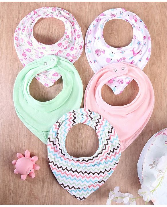 Babyhug Drool Bibs Pack of 5 - Multicolor